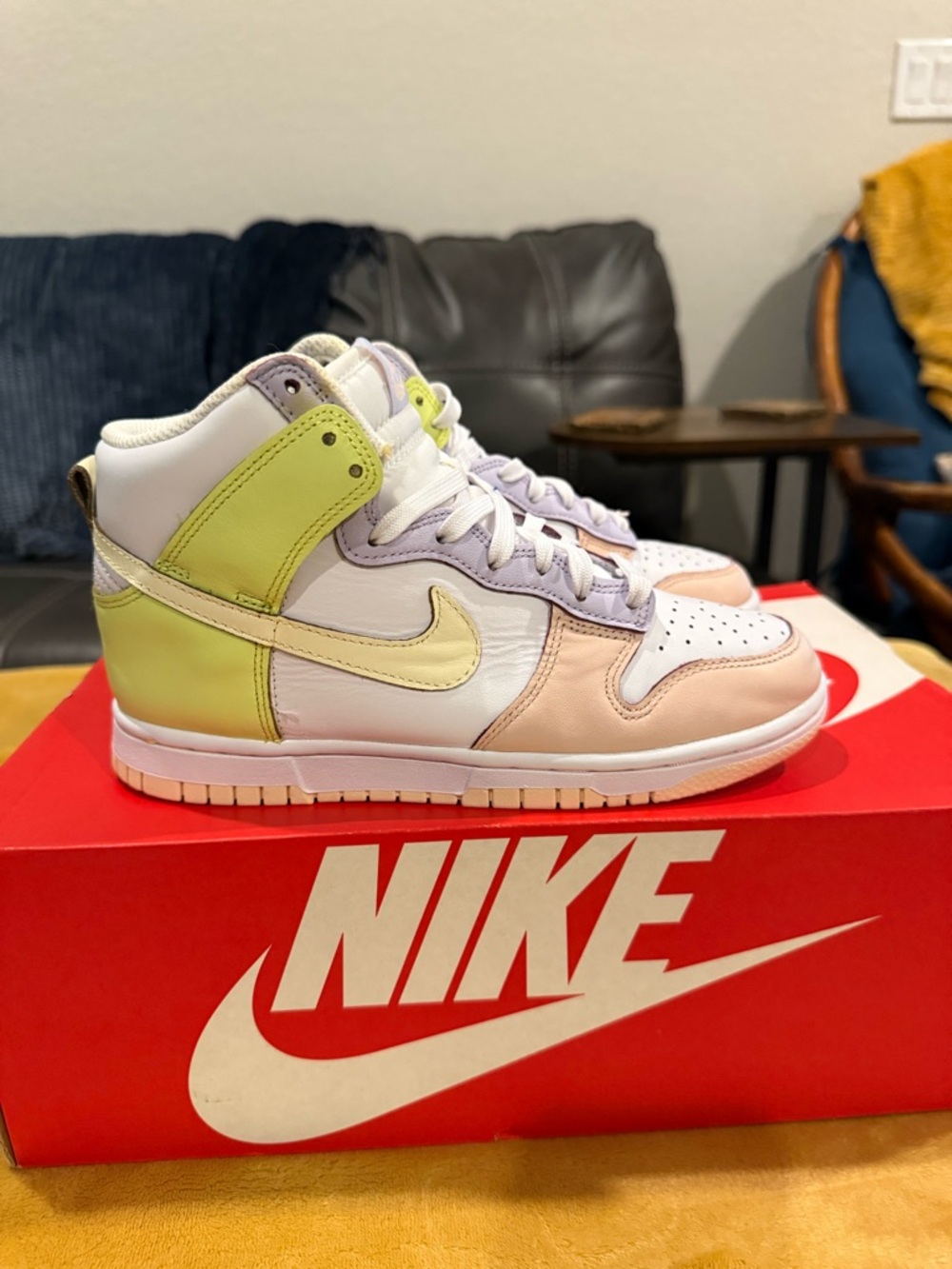 Nike High-Top Sneakers in Pastel Pink, Lilac & Lemon